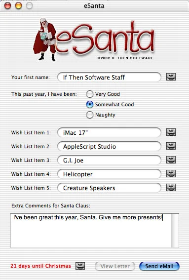 eSanta for Mac OS X, an If Then Software title