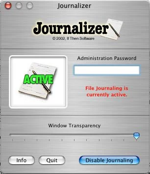 Journalizer for Mac OS X, an If Then Software title