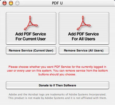 PDF U for Mac OS X, an If Then Software title